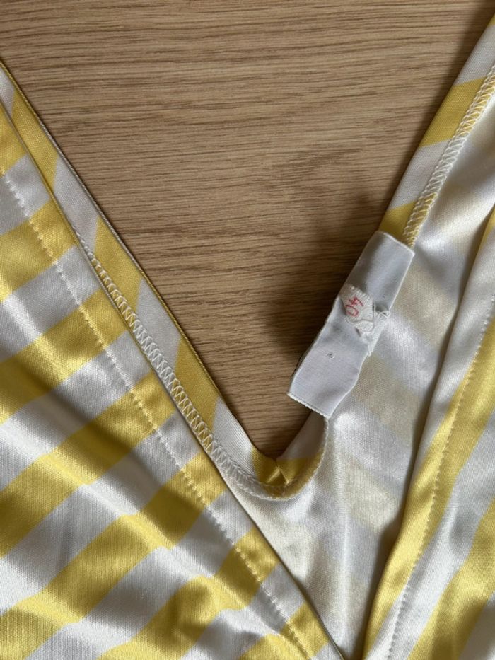 Robe tennis Lacoste vintage à rayures blanches et jaune citron taille 40 - photo numéro 5