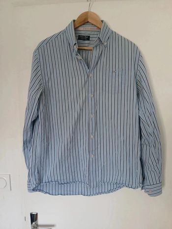 Chemise eden park bleu marine bleu clair et blanc rayée L