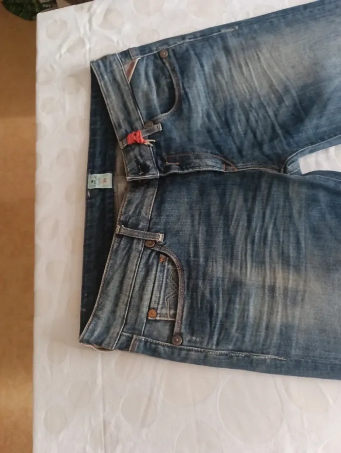 Pantalon jeans court femme Replay taille 40 coupe droite rétro vintage - photo numéro 4