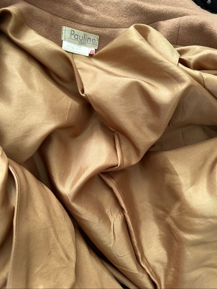 Manteau court oversize beige camel en cachemire et laine Vintage T40 L - photo numéro 10