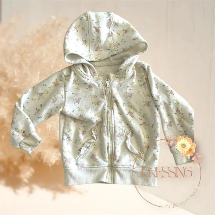Veste fille florale zippée 24/36 mois
