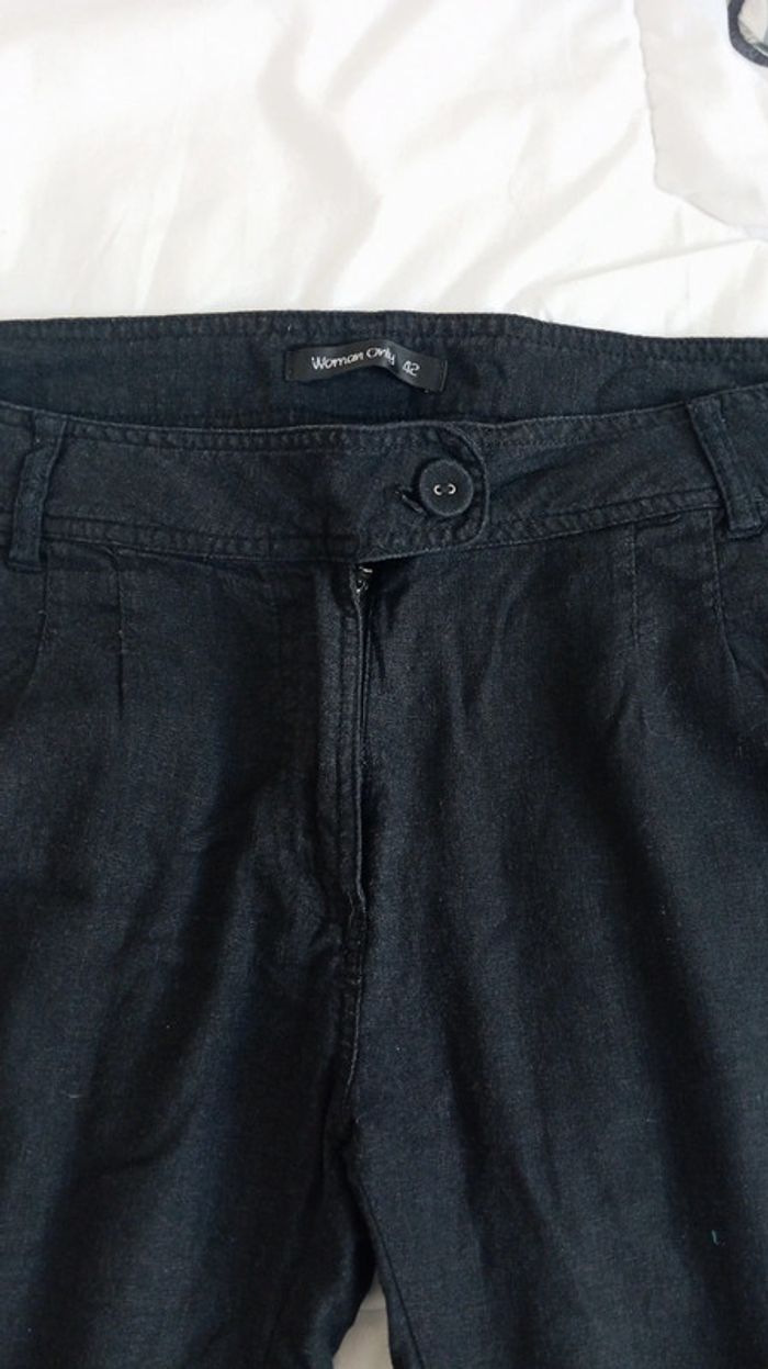 Pantacourt en lin noir femme 42 serre tête inclus - photo numéro 7
