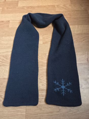 Écharpe unisex réversible bleu marine et pétrole - Motif flocon