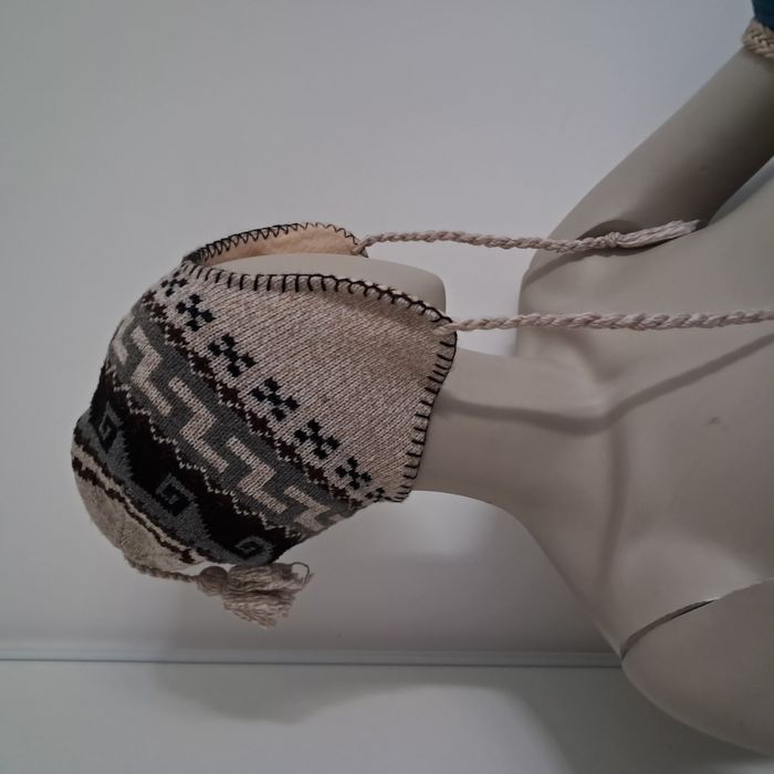 Bonnet péruvien beige marron noir Taille unique