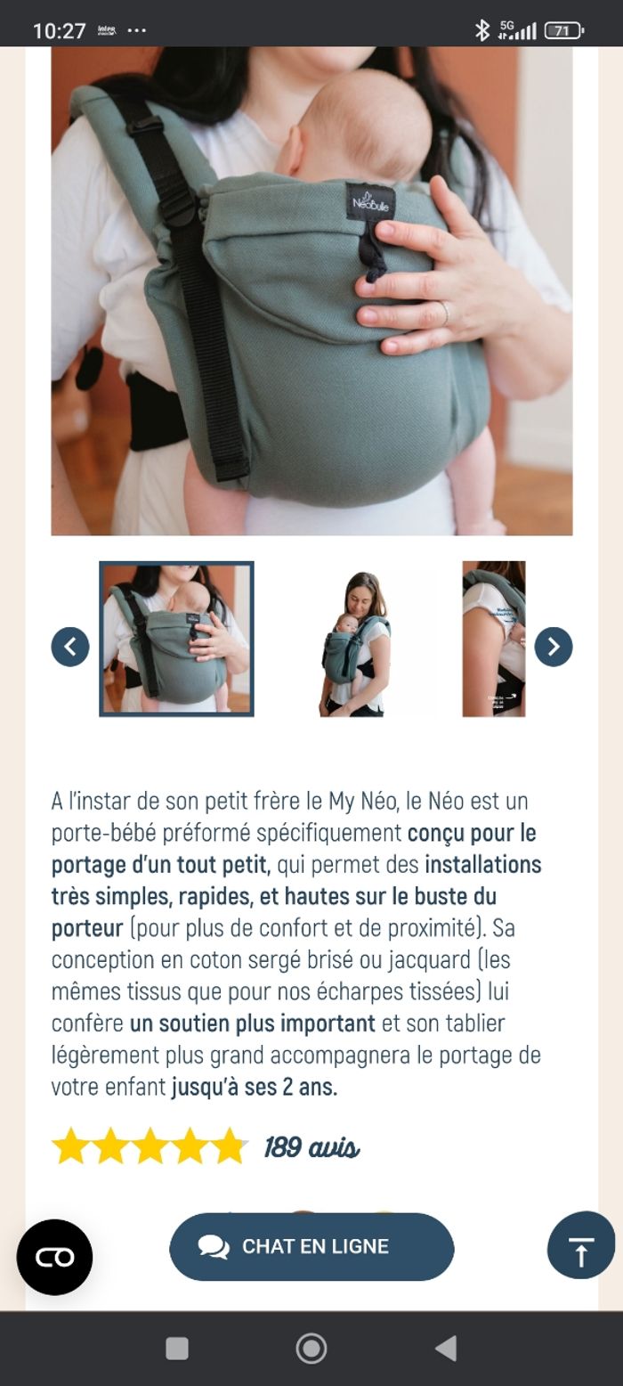 Porte bébé préformé néo neobulle - photo numéro 3