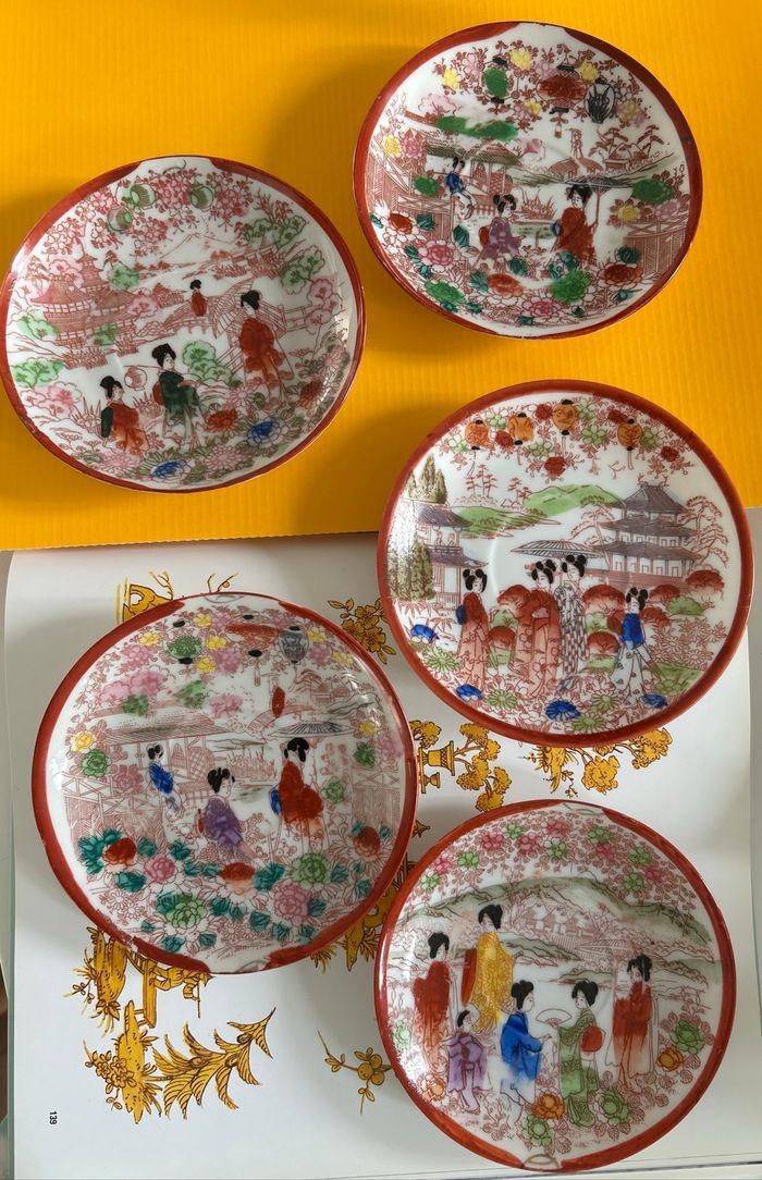 Lot de 5 coupelles japonaises en porcelaine – décor Geisha - photo numéro 6