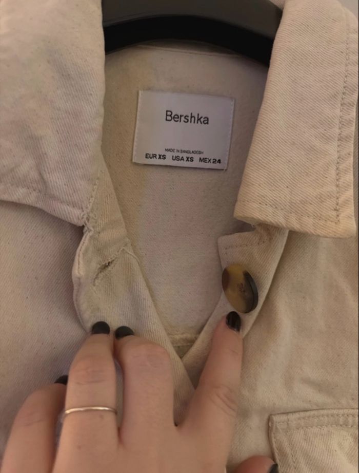 Veste en jean beige BERSHKA - photo numéro 3