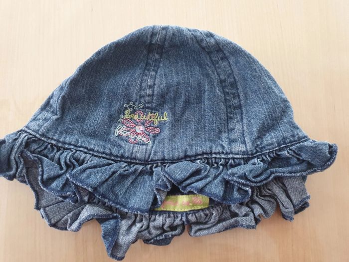 Chapeau bébé fille jeans fleurs