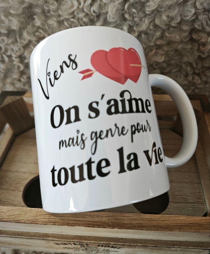 Tasse Idée Cadeau Saint Valentin - Viens on s'aime toute la Vie - photo numéro 3