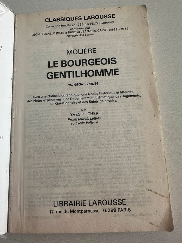 Le Bourgeois Gentilhomme Molière Édition Larousse - photo numéro 2