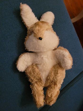 RARE Peluche 27cm Lapin Boulgom debout Made in France blanc beige doudou collection