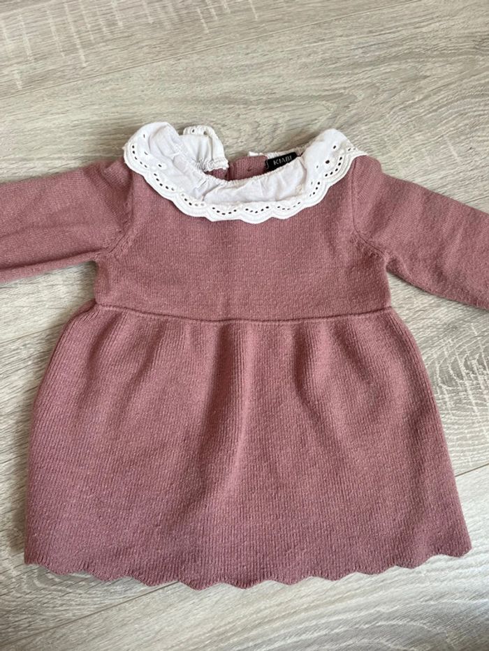 Robe fille 3 mois laine vieux rose / violet