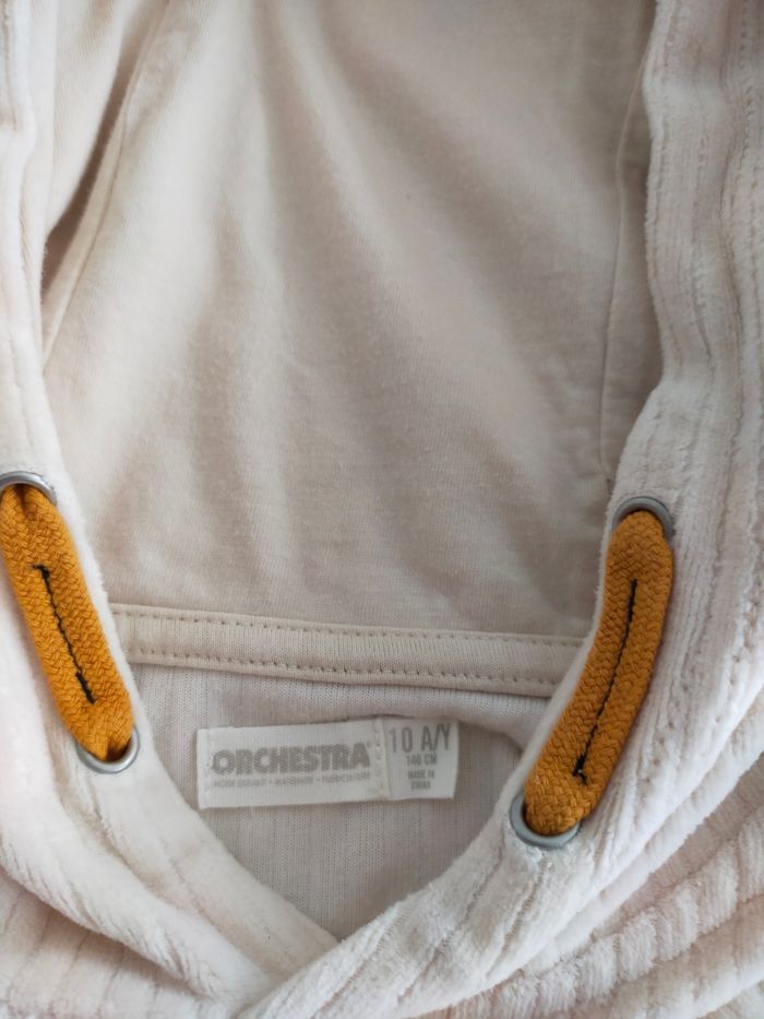 Sweat à capuche garçon 10ans en velours côtelé crème  ORCHESTRA - photo numéro 3