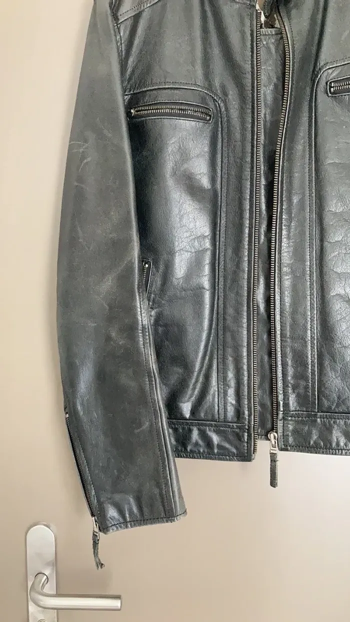 Blouson homme en cuir noir taille L Oakwood - photo numéro 5
