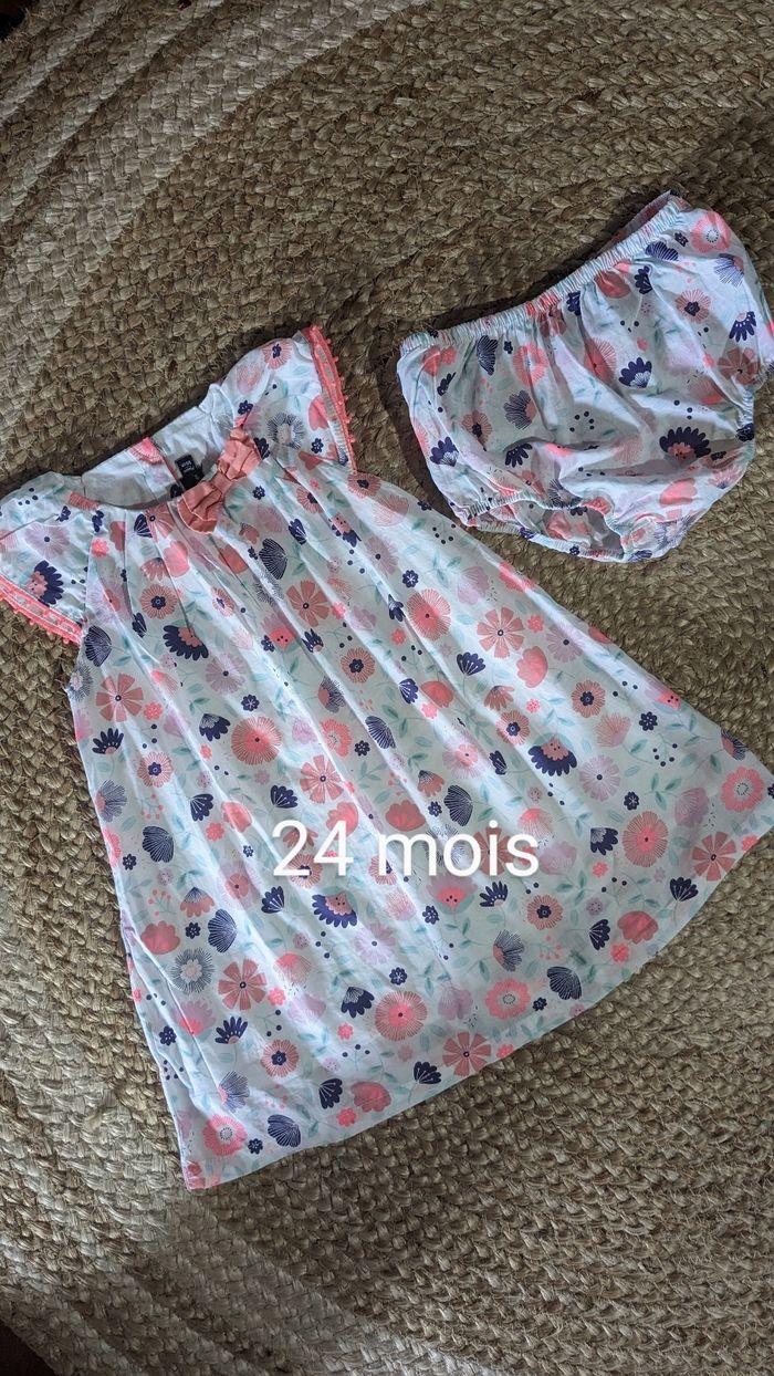 Jolie robe liberty + bloomer assorti - 24 mois