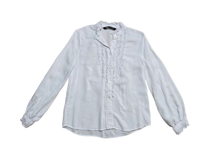Chemisier Zara taille XS blanc à rayures en très bon état