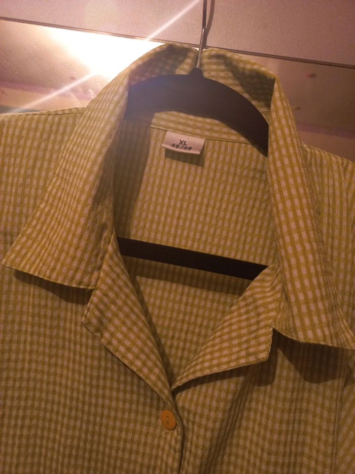Chemise vintage vert/blanc 46/48 - photo numéro 2