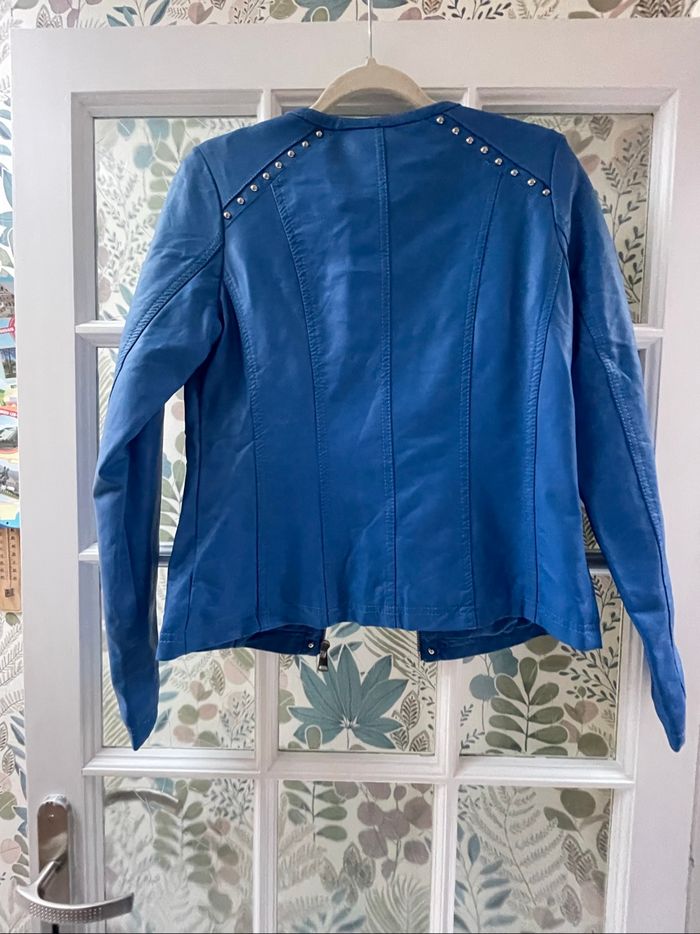 Veste en similicuir bleu - photo numéro 3