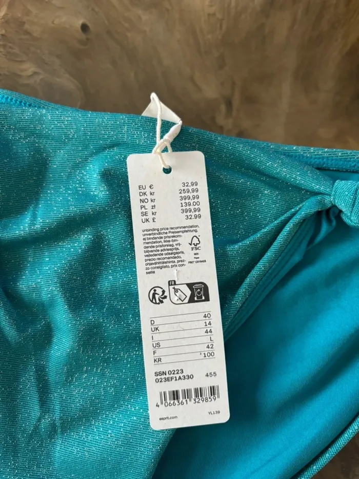 Bas de maillot de bain femme Esprit bleu pailleté doré 42 - photo numéro 6