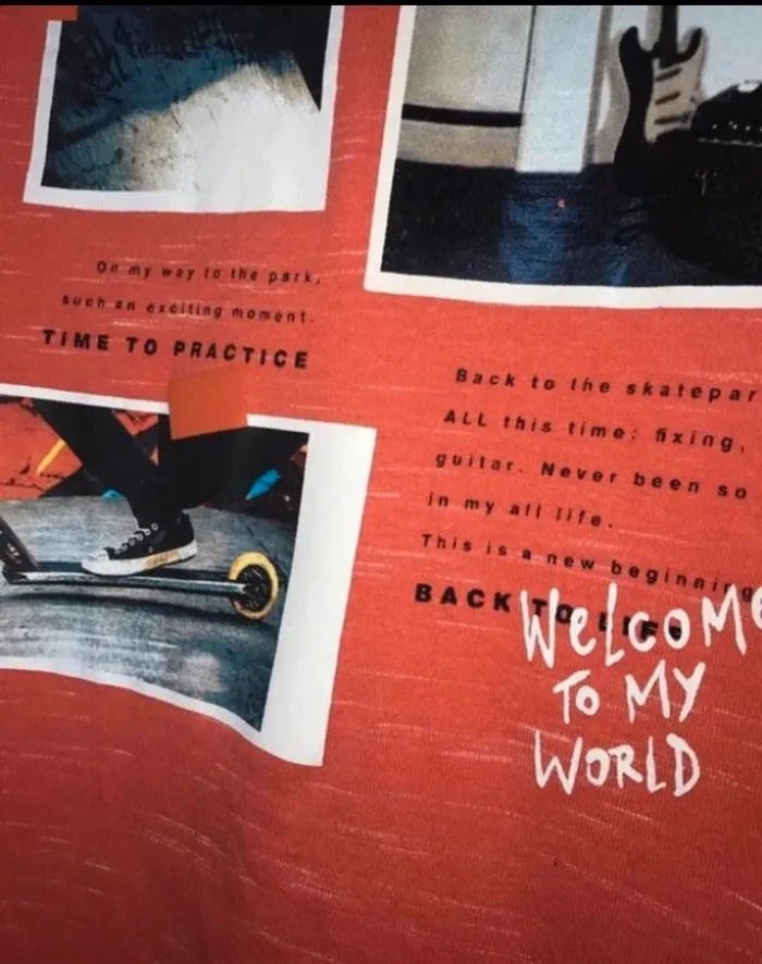 t-shirt manches courtes c&a garçon 9-10 ans 134-140 cm orange chiné motifs skateboards - photo numéro 6