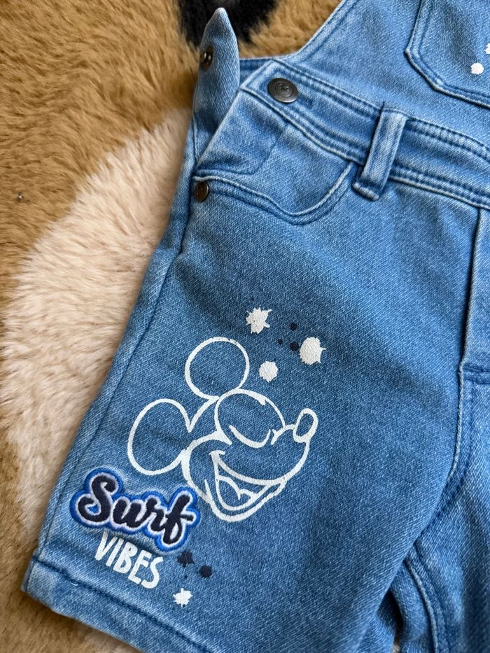 Salopette short en jean Mickey Disney t.12m - photo numéro 3