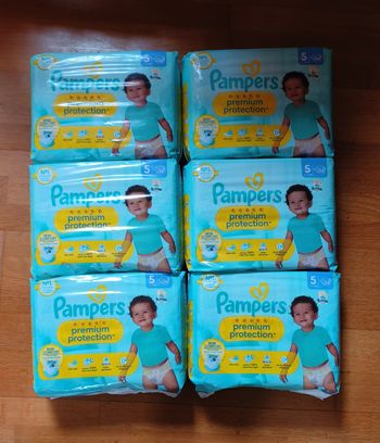 6 paquets de couches Pampers premium protection taille 5