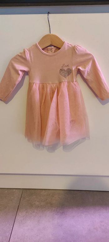 Robe rose manches longues avec body bébé fille Orchestra 6 mois 67cm