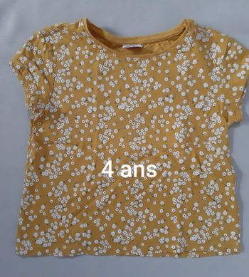 Tee-shirt manches courtes jaune à fleurs fille - Tape à l'Œil - 4 ans