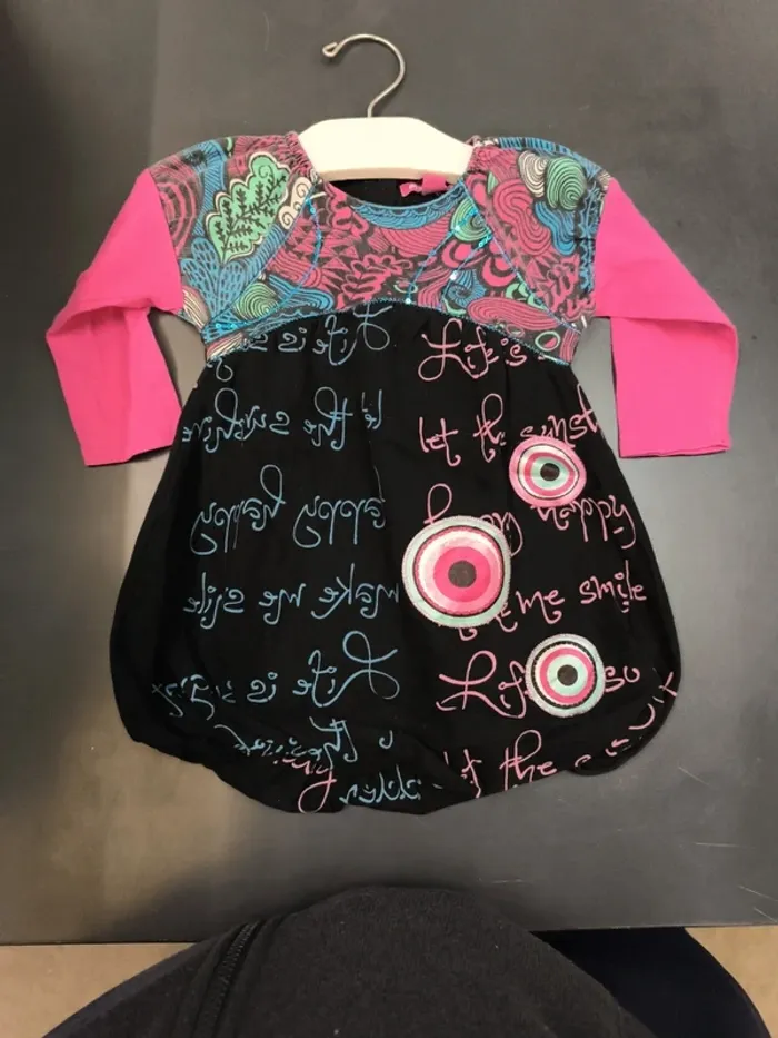 Robe noire multicolore fille  12 mois pick ouic