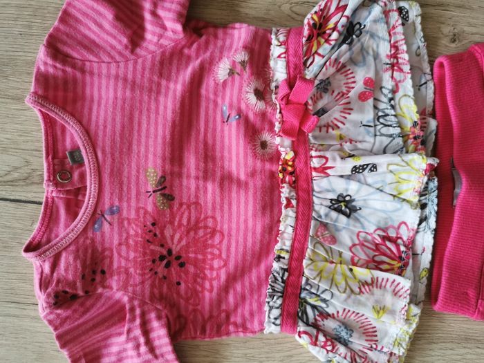 Ensemble rose fleuri pantalon haut manches longues catimini - photo numéro 4