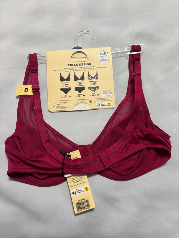 Soutien gorge 90B neuf Well bordeaux - photo numéro 2