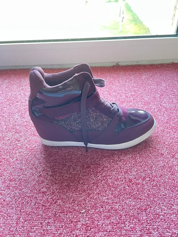 Chaussures rouges femmes à paillettes - photo numéro 7