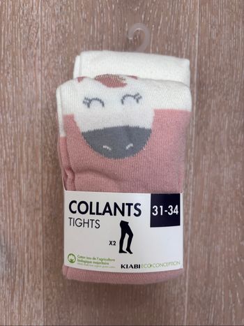Lot de 2 collants fille Kiabi pointure 31/34 uni et licorne neuf étiquette