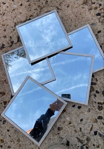 Lot de 5 miroirs carré strass