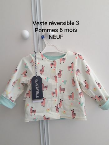 Superbe veste réversible 3 Pommes 6 mois