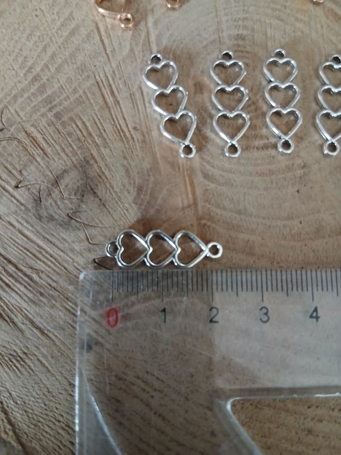 Lot de 16 connecteurs pendentifs multi-coeurs doré et argenté - photo numéro 3