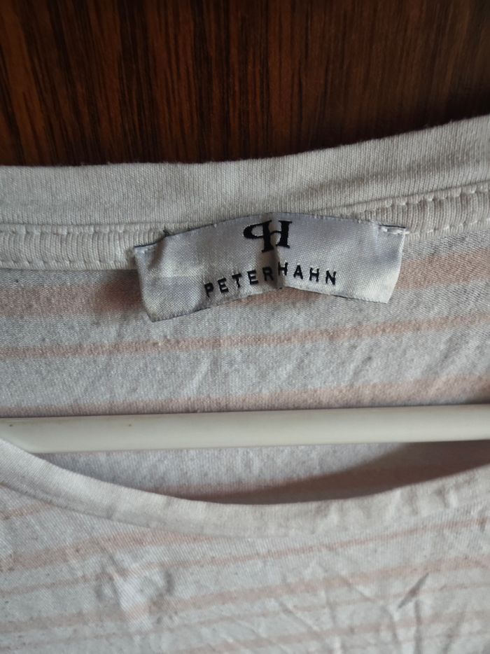 T shirt manche courte blanc rayé rose taille 48 - photo numéro 2