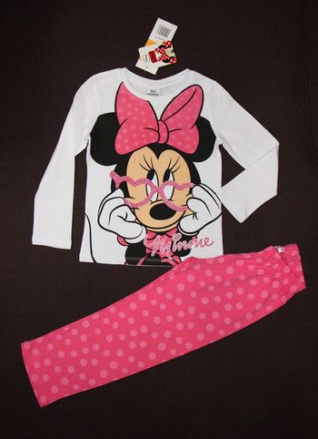 pyjama fille blanc et rose minnie disney