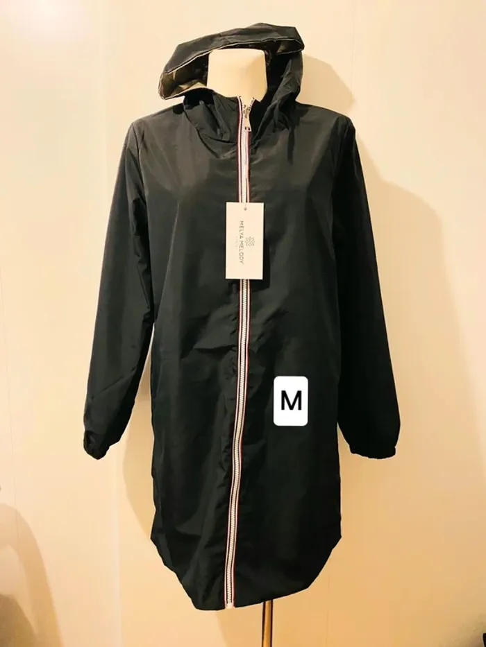 Manteau parka femme imperméable réversible long souple noire doré taille M