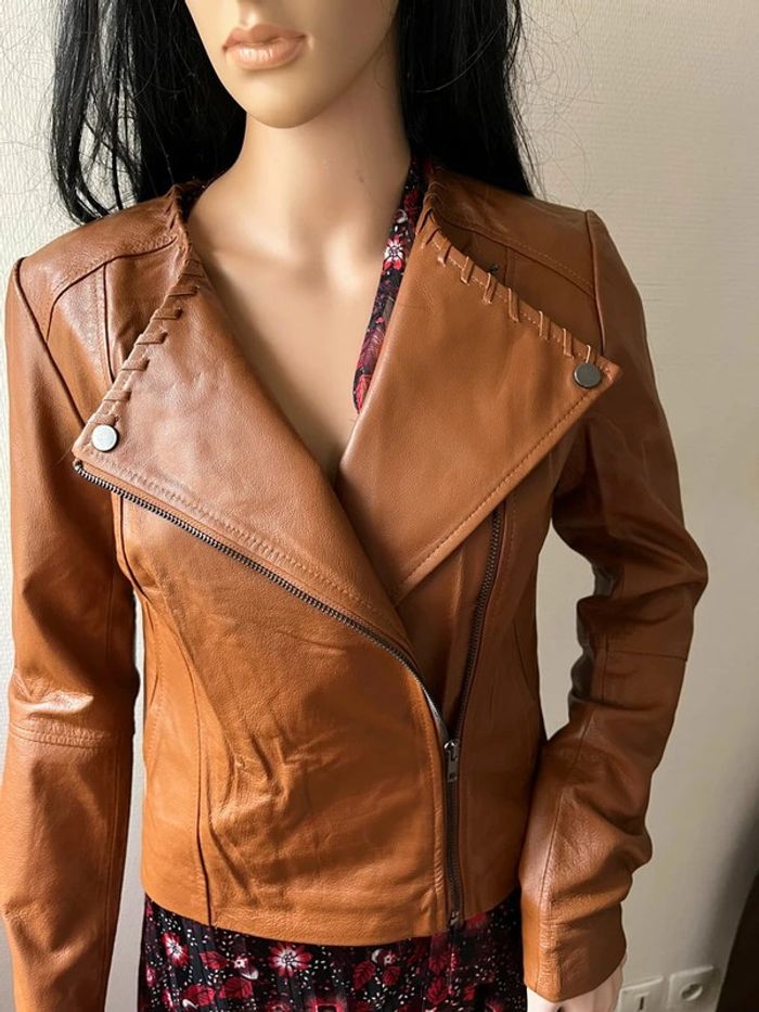 Veste en cuir femme marron de marque Jacqs leather design Taille S - photo numéro 2
