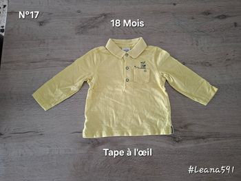 🌷N°17🌷Polo Longues Manches - Tape à l'œil - 18 Mois🌷