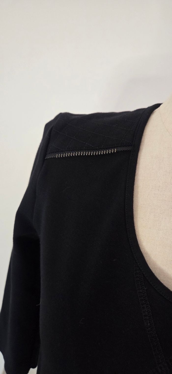 IKKS – Robe Noire Bi-Matière Effet Cuir – T40 – Rock Chic Intemporelle - photo numéro 4