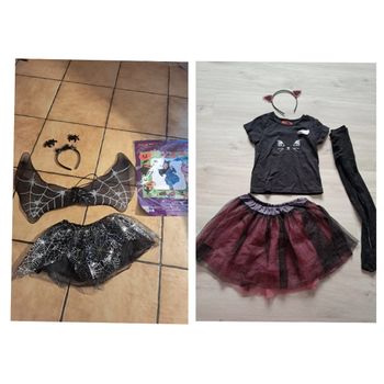 Lot de 2 déguisements chat et sorcière chauve souris halloween 5ans