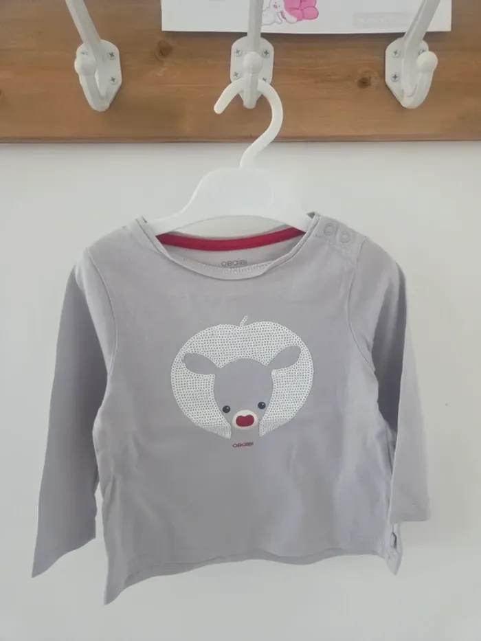Tee-shirt obaibi gris 12m - photo numéro 2