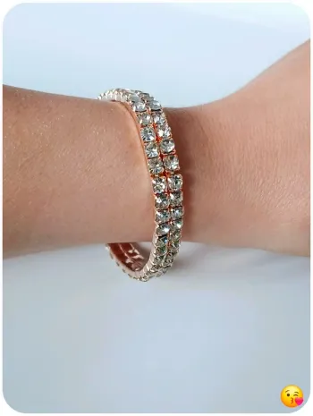 Bracelet double rang brillant – strass étincelants