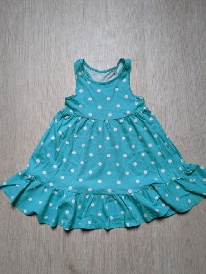 Robe vert turquoise sans manche à pois Palomino 3 ans
