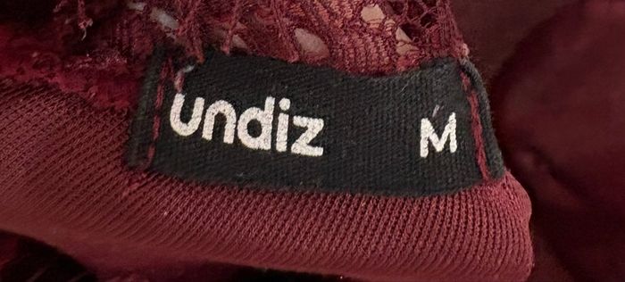 Nuisette à bretelles bordeaux effet velours avec dentelle Undiz - Taille M - photo numéro 6