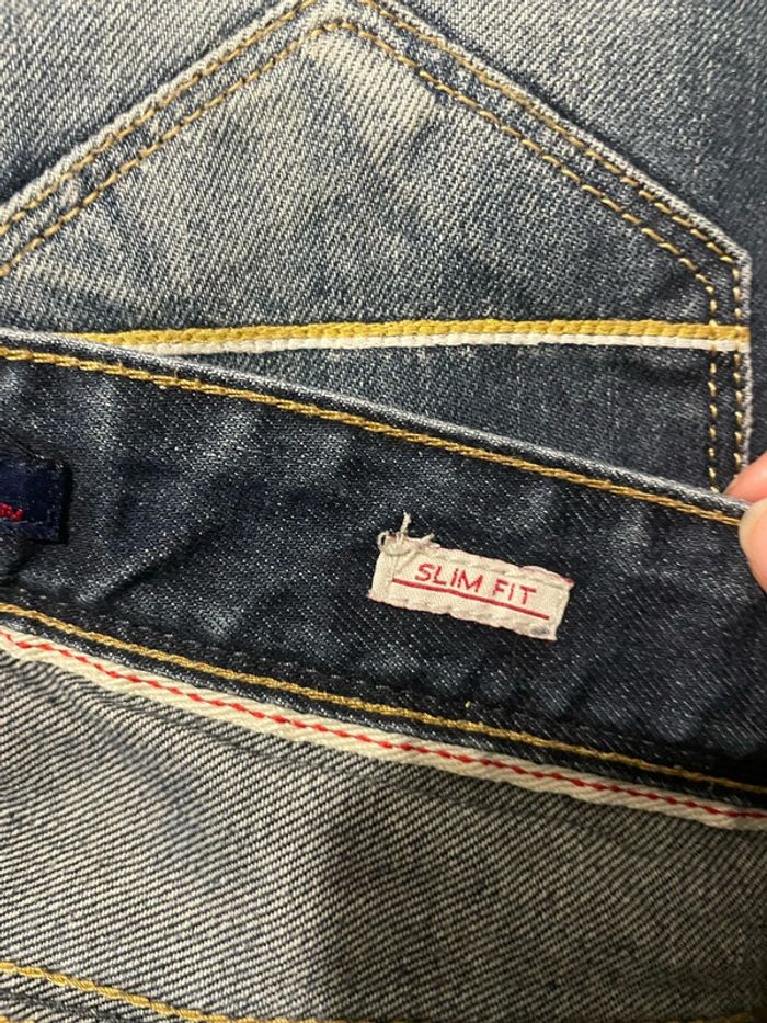 Jean taille haute coupe slim bleu foncé effet délavé Terance Kole taille 14 ans - photo numéro 7