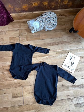 Lot de 2 bodys noirs très bon état sweat and soft 62/68cm 6 mois