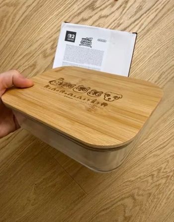 Boîte à bento Animal Crossing Nintendo Officiel - récipient en verre avec couvertcle en bois hermétique